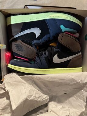Nike Air Jordan 1 High Top Sneakers - Black, Navy, Brown, Teal, Neon Green